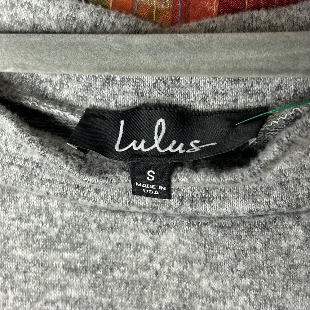 Lulus Cozy Days Heather Gray Asymmetrical Off the Shoulder Fleece Top size Small - Picture 5 of 7